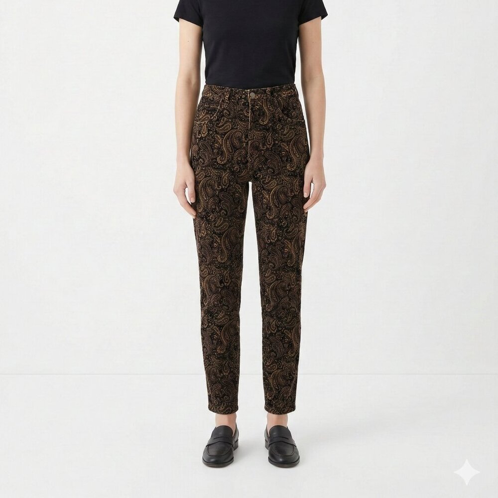 Vintage Guess Marciano Velvet Pants Brown Paisley 90s Y2K Grunge Goth 32